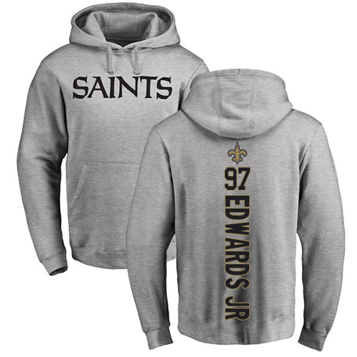 Men New Orleans Saints Ash Mario Edwards Jr Backer NFL Football #97 Pullover Hoodie Sweatshirts